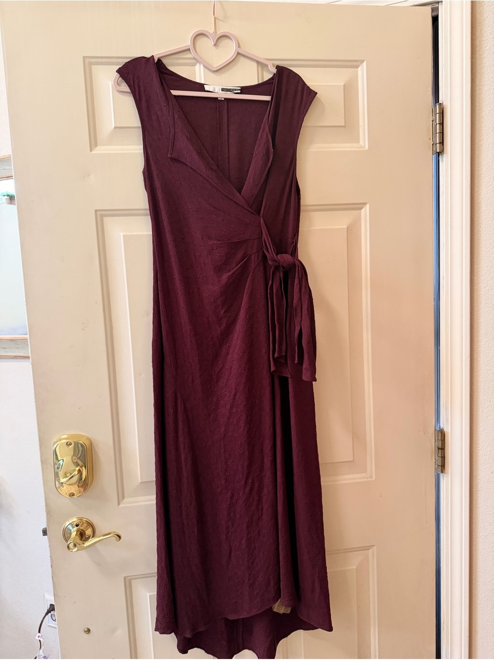 Tracy Reese Sleeveless Wrap Midi High/Low Dress in Deep Wine